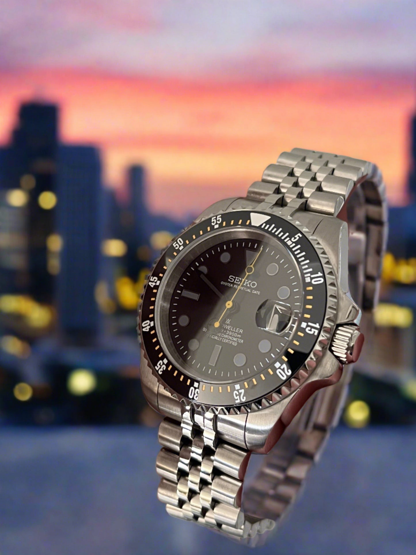 41mm Seiko mod sea dweller tach automatic watch