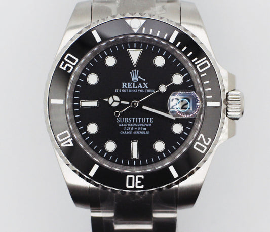 Relax edition black submariner seiko NH35 automatic watch