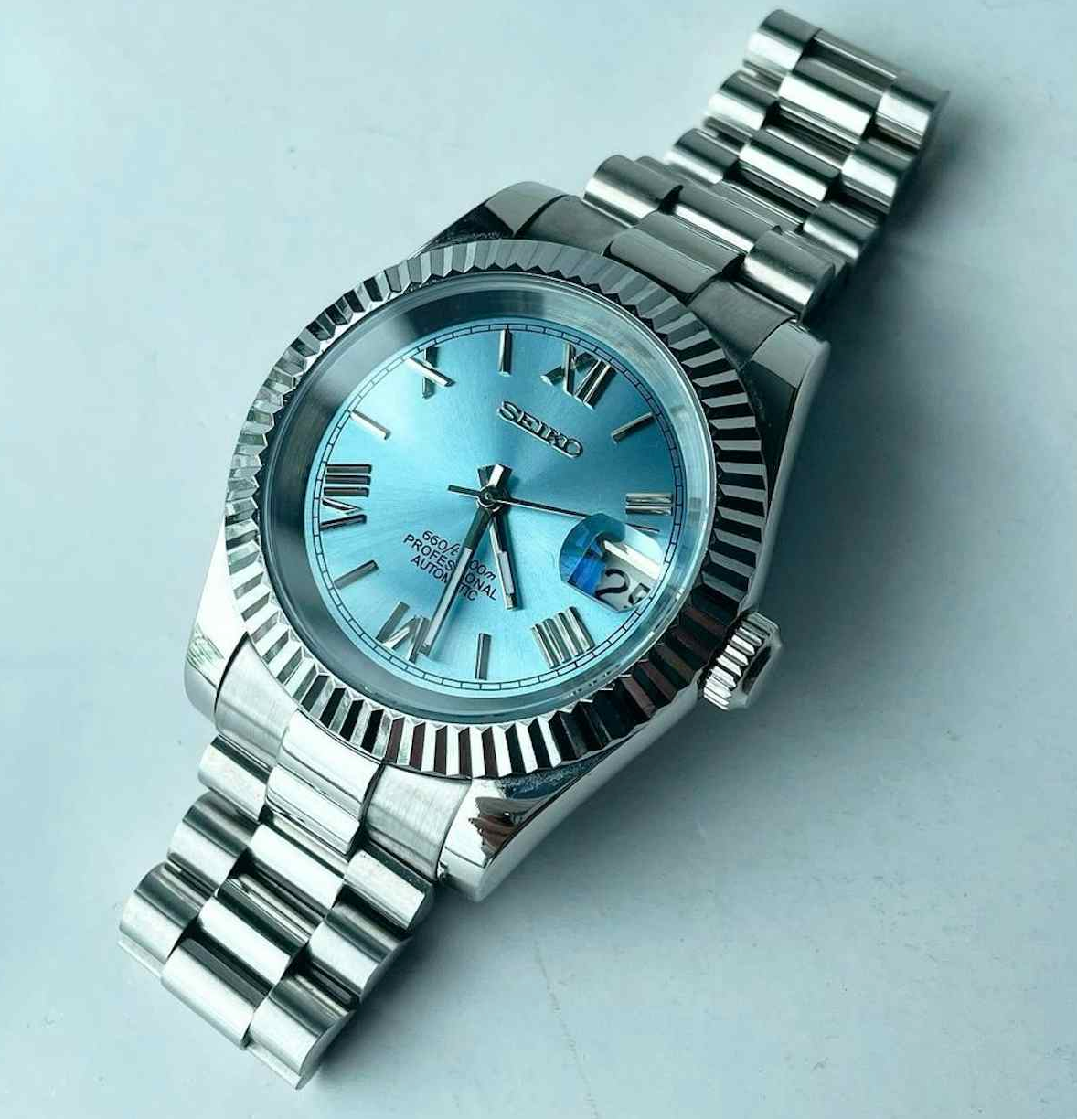 39mm Seiko Mod Tiffany Blue Datejust Automatic Watch