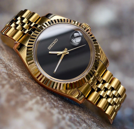 seiko mod "gold onyx" datejust 39mm NH35 automatic watch