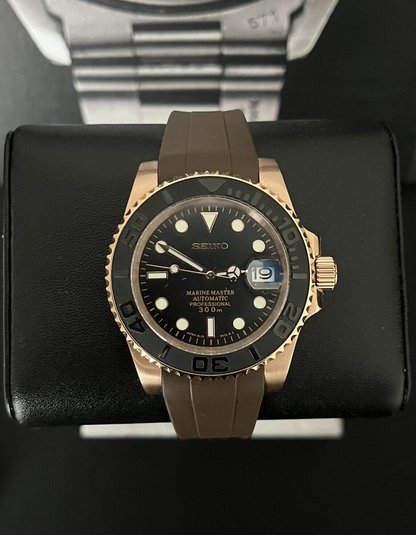 seiko yachtmaster rosegold mod - brown strap 40mm