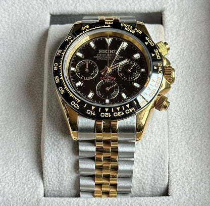 Seiko gold two toned Daytona jubilee mega-quartz chronograph watch
