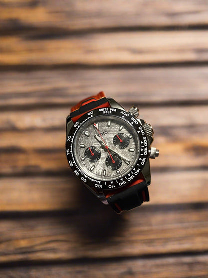 Seiko mod red edition meteorite Daytona mod VK63 meca-quartz chronograph watch 40mm
