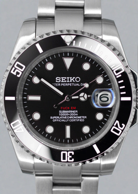 Seiko mod “fuck em” submariner automatic watch
