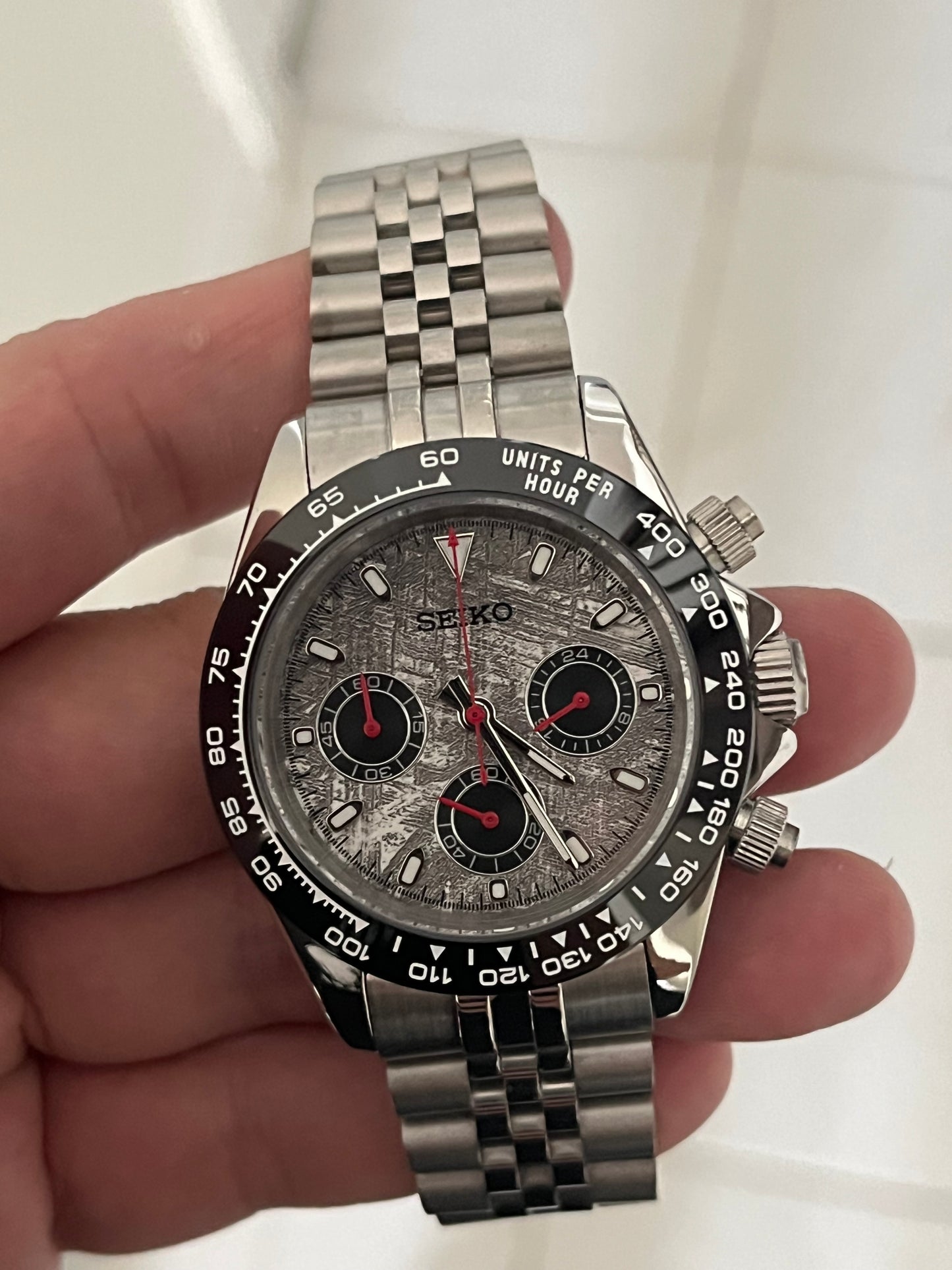 Seiko mod meteorite Daytona mod VK63 meca-quartz chronograph watch 40mm