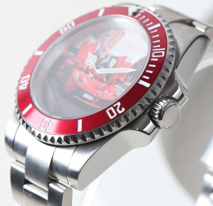 Custom red Ferrari seiko mod automatic watch