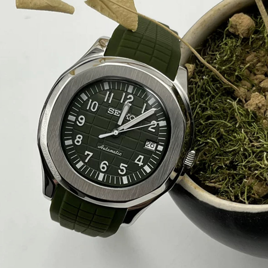 Green seiko mod aquanaut automatic watch 41mm