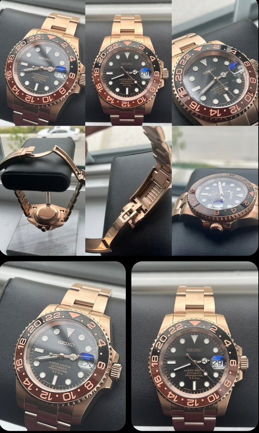 Custom build seiko mod - rootbeer rosegold automatic watch