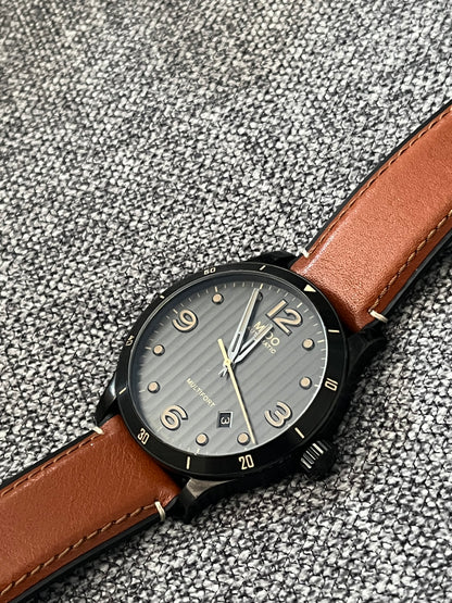 Mido multifort Swiss automatic watch with brown fossil leather strap