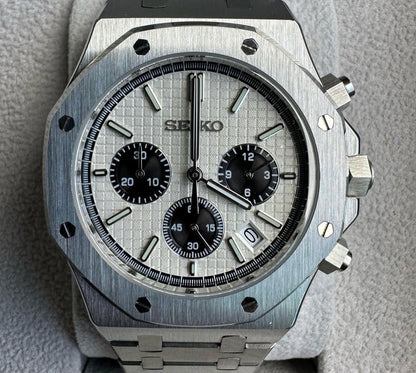 Custom build seiko mod- royal oak panda VK63 meca quartz chronograph watch
