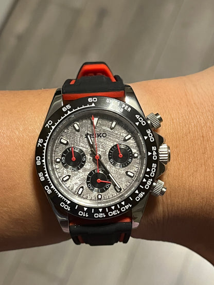 Seiko mod red edition meteorite Daytona mod VK63 meca-quartz chronograph watch 40mm