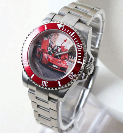 Custom red Ferrari seiko mod automatic watch