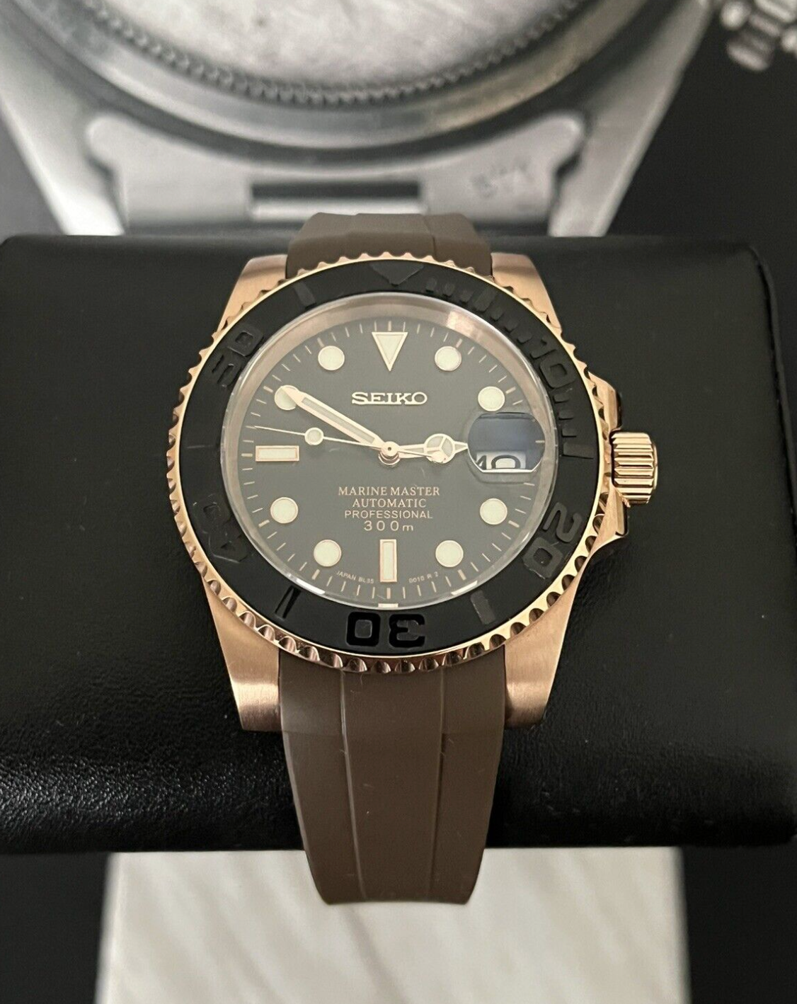 seiko yachtmaster rosegold mod - brown strap 40mm