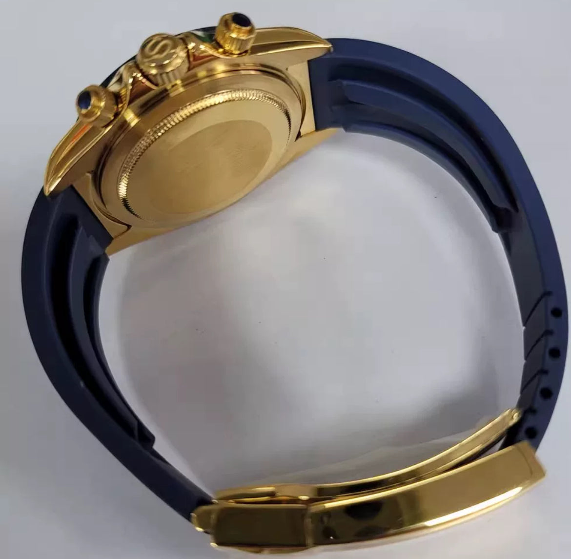 Seiko mod blue gold Daytona VK63 meca quartz chronograph watch