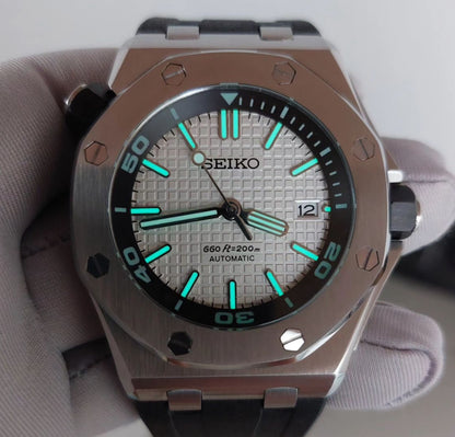 Seiko mod royal oak offshore automatic watch