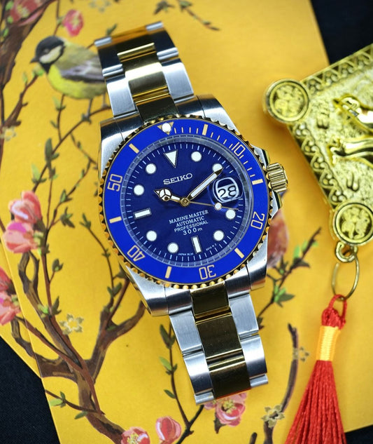 Custom build seiko mod -two toned bluesy sub automatic watch