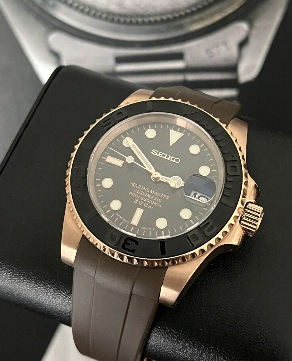 seiko yachtmaster rosegold mod - brown strap 40mm