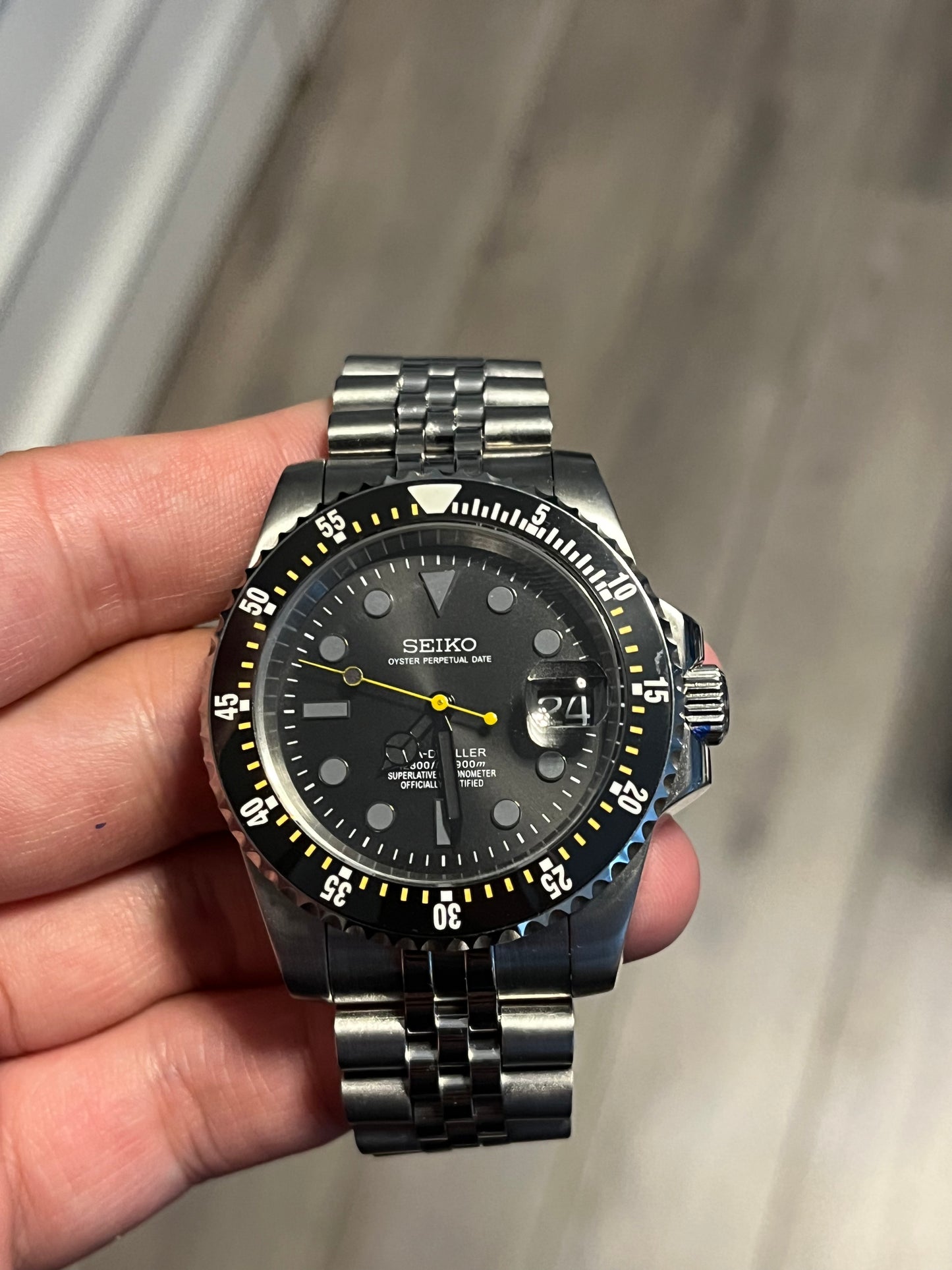 Seiko mod Black Sea dweller automatic watch 41mm