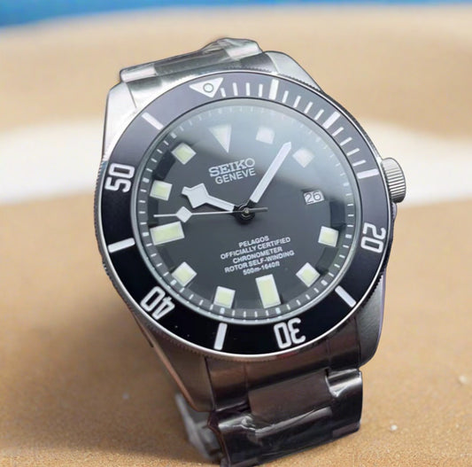 Seiko mod black Pelagos automatic watch