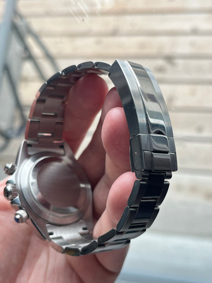 Seiko mod panda Paul Newman Daytona meca quartz chronograph watch