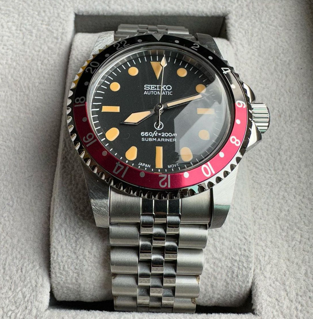 Vintage Seiko coke submariner automatic watch 40mm