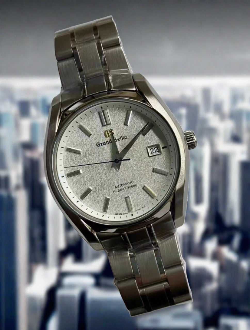 GS high-beat white dial mod seiko mod automatic watch