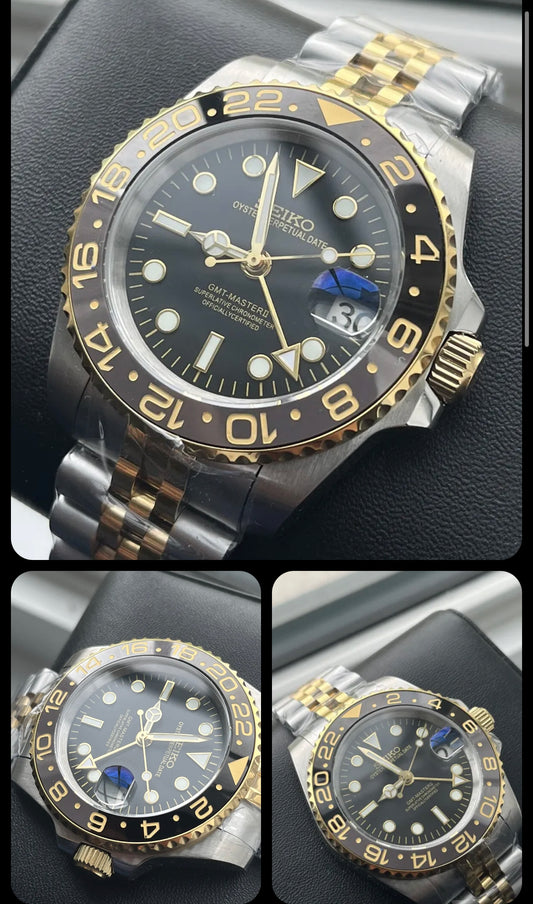 Custom build seiko two toned gmt mod automatic watch