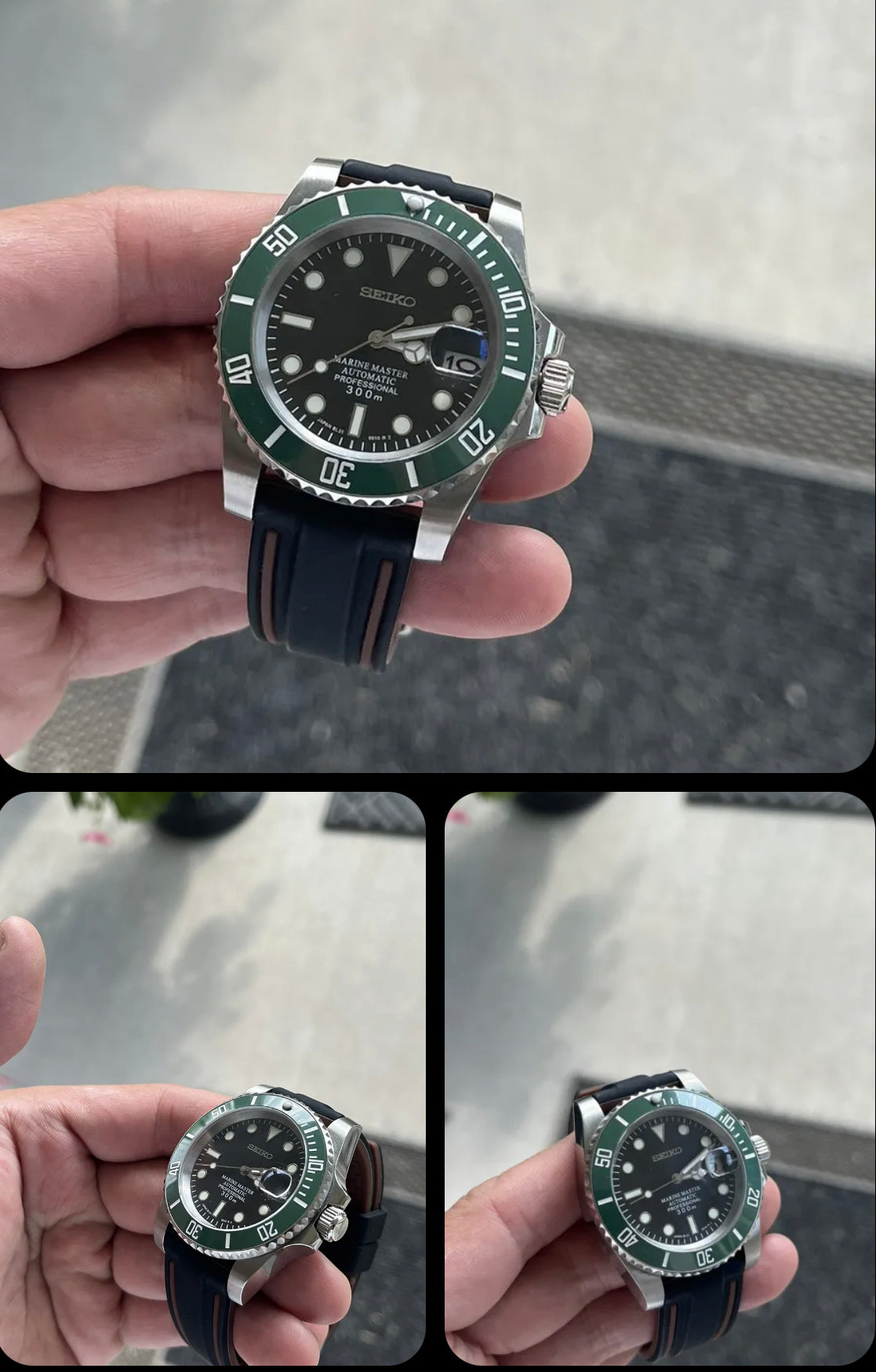 Custom build seiko Starbucks mod automatic watch - rubber strap