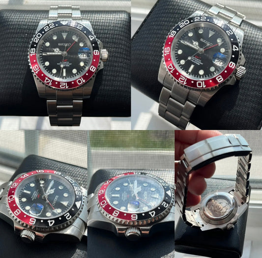 Custom build seiko mod GMT Coke automatic watch
