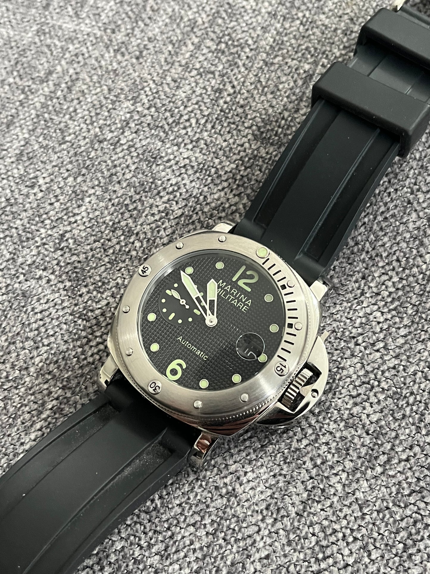 Marina Militare mod 45mm automatic watch (black waffle dial)