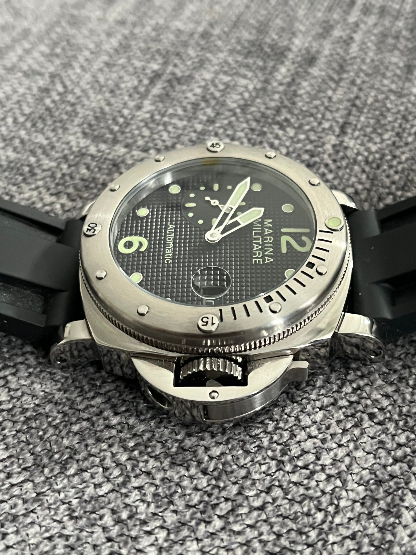 Marina Militare mod 45mm automatic watch (black waffle dial)