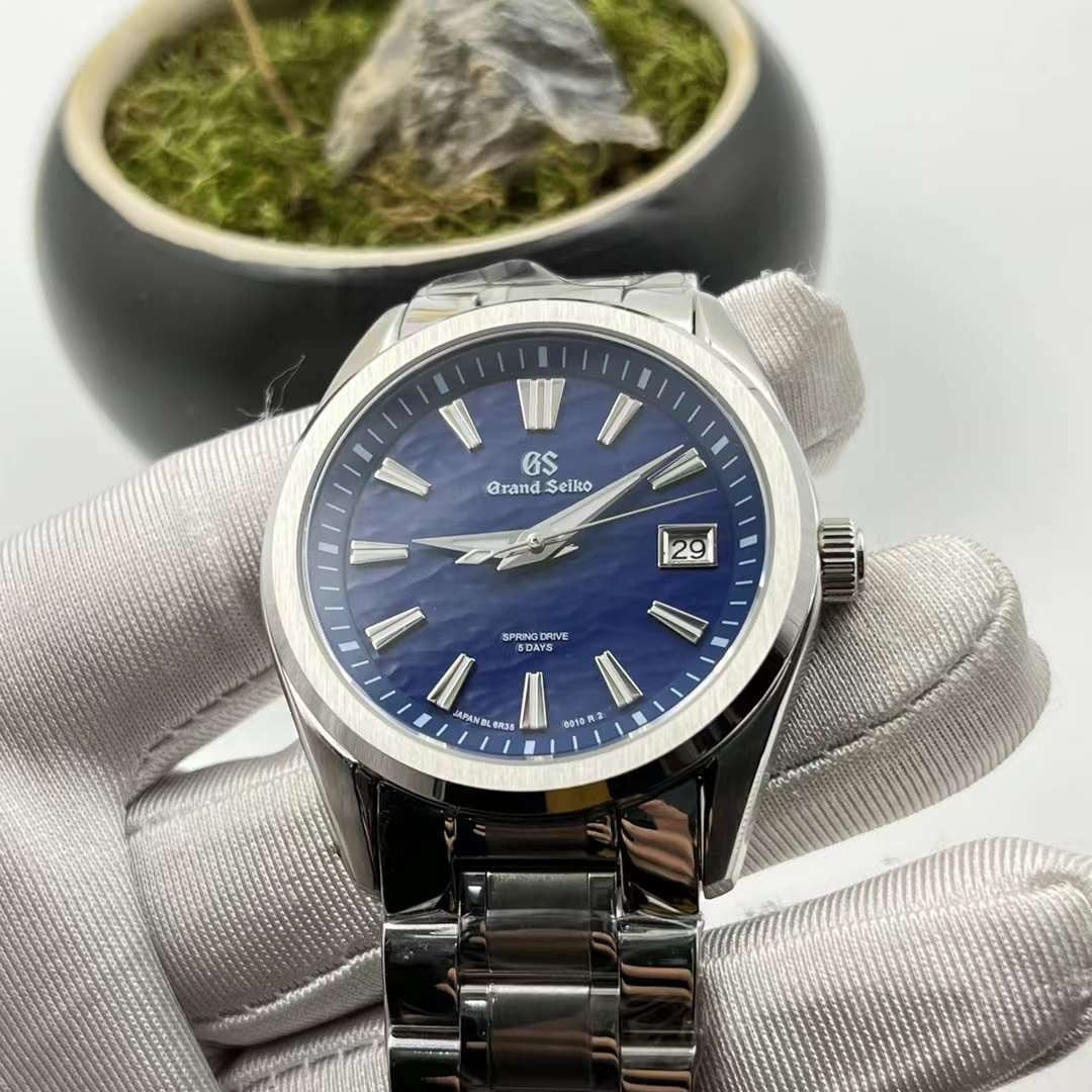 Blue grand seiko dial mod automatic watch