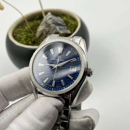 Blue grand seiko dial mod automatic watch