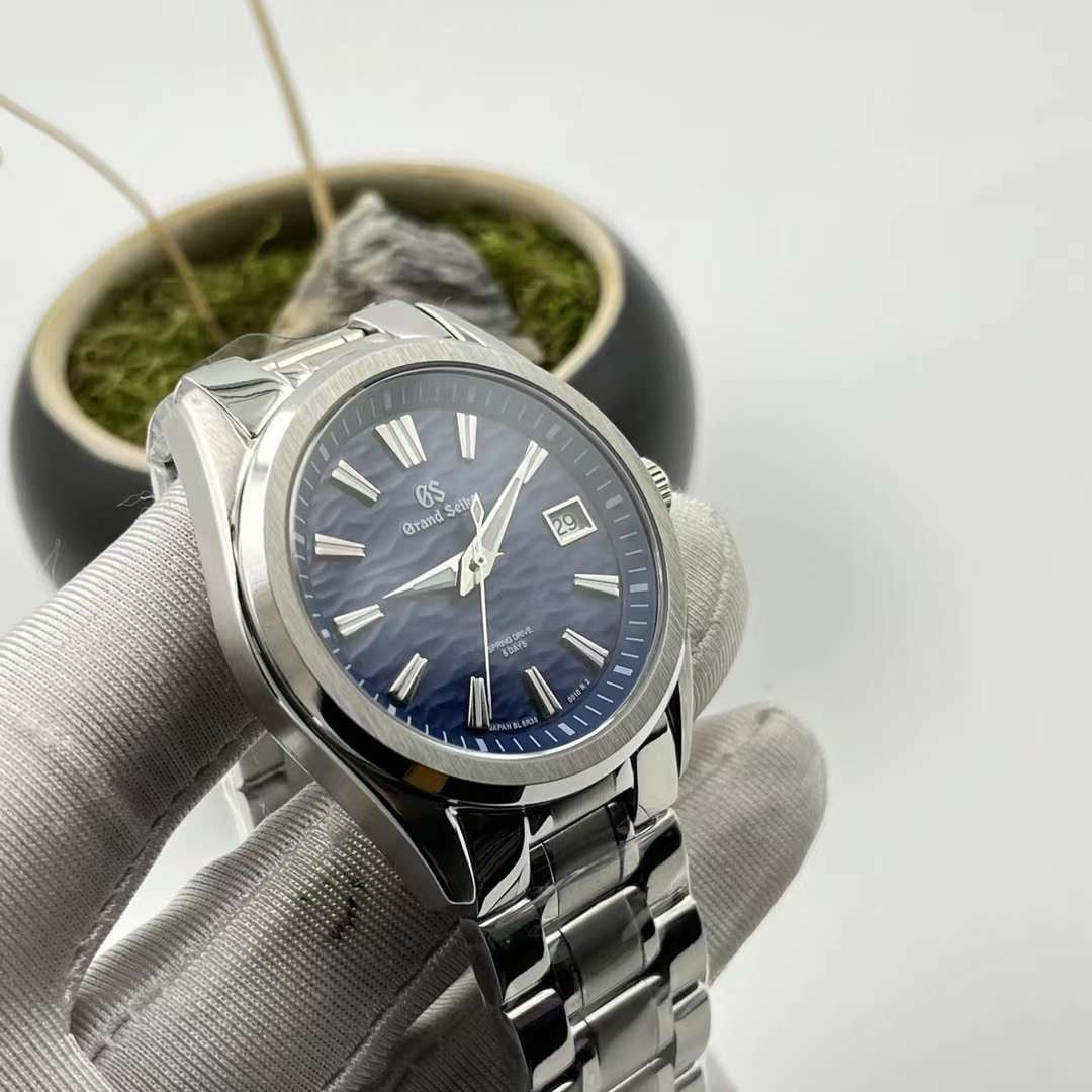 Blue grand seiko dial mod automatic watch