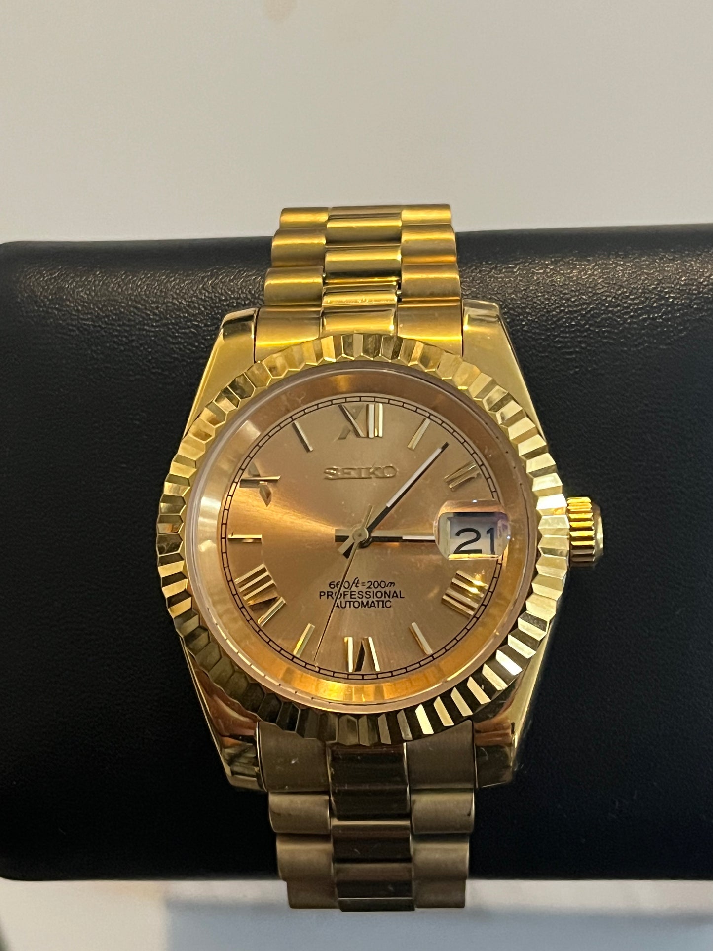 Custom build seiko gold presidential mod automatic watch 39mm