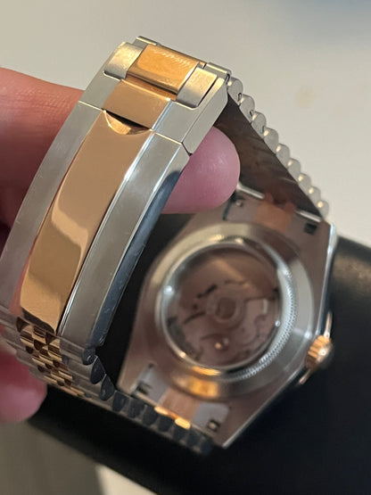 Seiko Mod custom datejust rosegold two toned wimblerdon style automatic watch 39mm