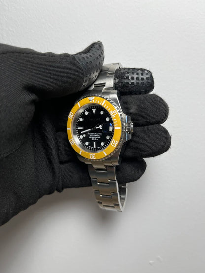 Seiko mod yellow/black nh35 automatic watch 40mm sapphire crystal