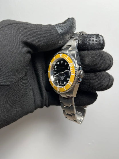 Seiko mod yellow/black nh35 automatic watch 40mm sapphire crystal