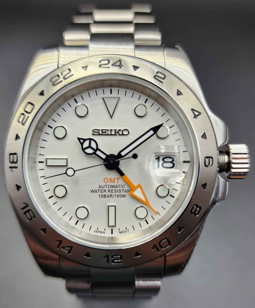 Seiko Mod - Custom build Explorer 2 homage GMT automatic watch (WHITE DIAL)