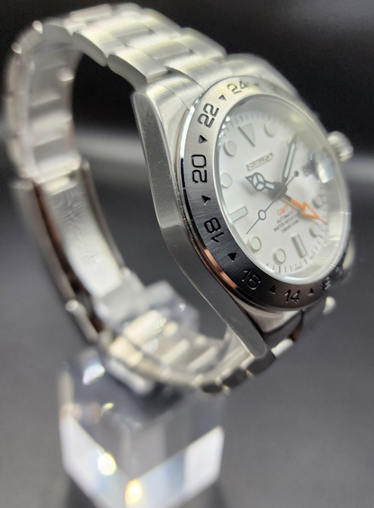 Seiko Mod - Custom build Explorer 2 homage GMT automatic watch (WHITE DIAL)