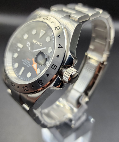 Seiko mod - Custom build Explorer 2 GMT automatic watch (black dial)