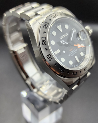 Seiko mod - Custom build Explorer 2 GMT automatic watch (black dial)