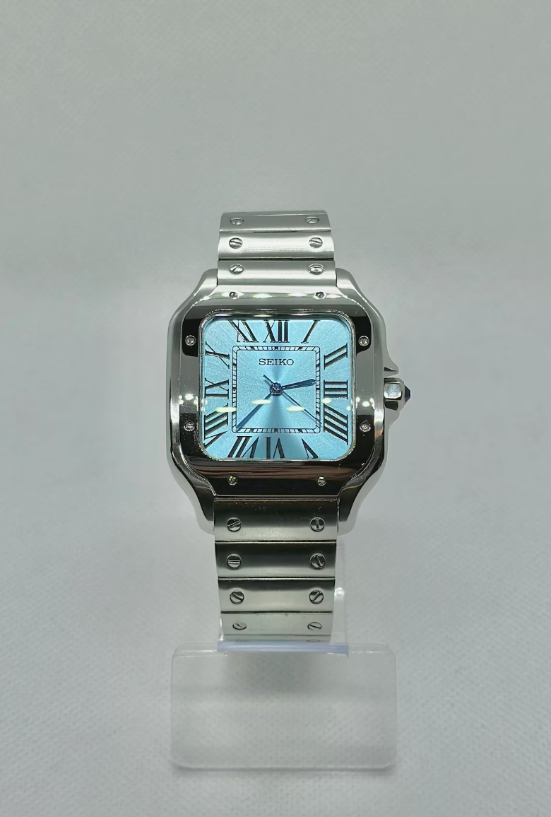Custom build seiko santos mod (ice blue) automatic watch 38mm
