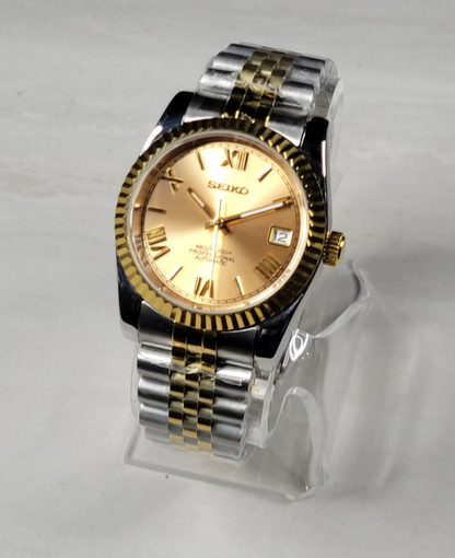 36mm Fluted Explorer Homage, Gold Roman Numerals Dial, Two Tone Case, Sapphire Crystal - NH35A