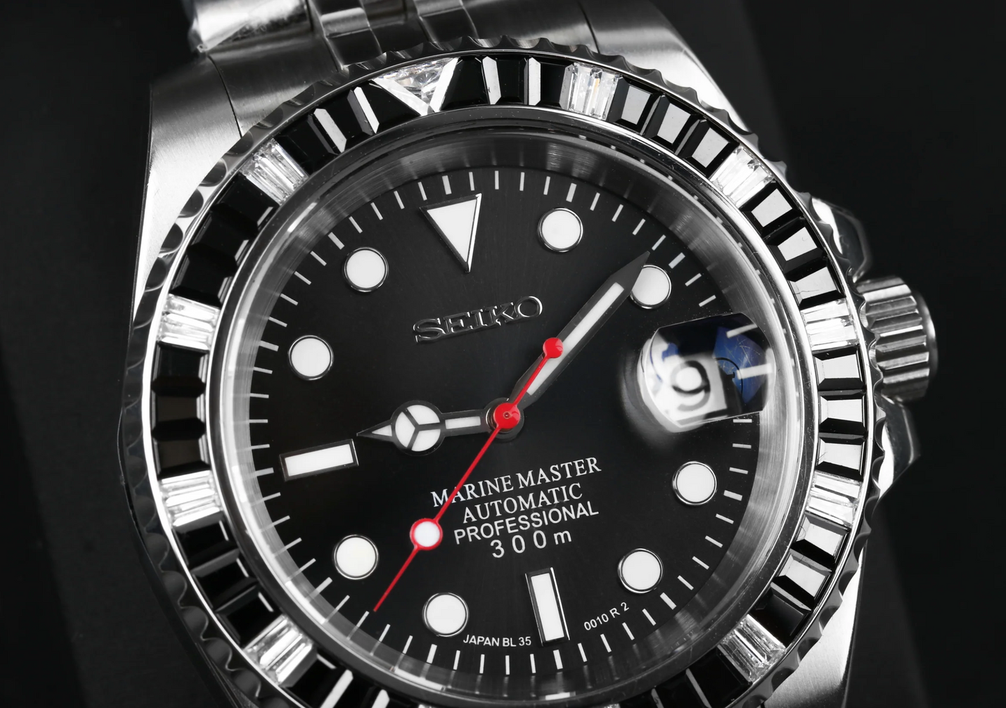 Seiko Mod - Black Diamond Edition Submariner Mod Automatic Watch 40mm