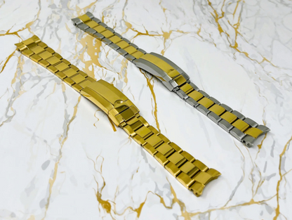 Yellow Gold and Two Tone Watch Strap | Stainless Steel | 20mm | Watch Band | Easy Glide | Quick Adjust Clasp | 904L | Watch Strap | Band