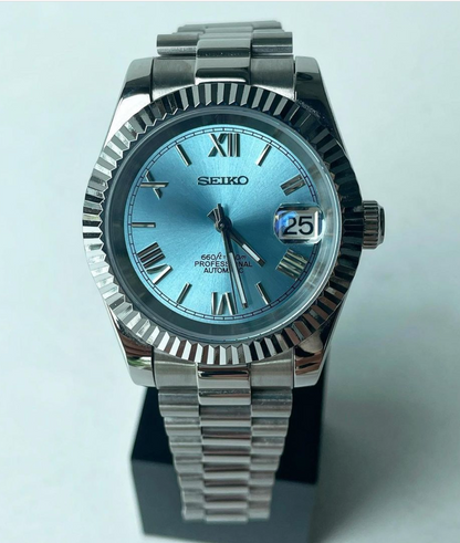 39mm Seiko Mod Tiffany Blue Datejust Automatic Watch