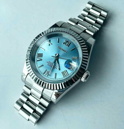 39mm Seiko Mod Tiffany Blue Datejust Automatic Watch