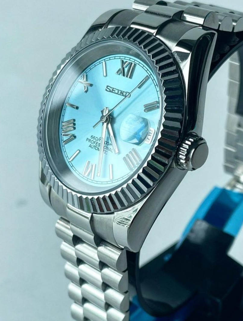 39mm Seiko Mod Tiffany Blue Datejust Automatic Watch