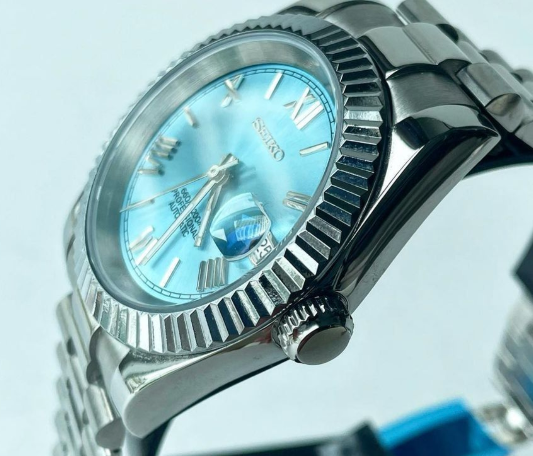 39mm Seiko Mod Tiffany Blue Datejust Automatic Watch